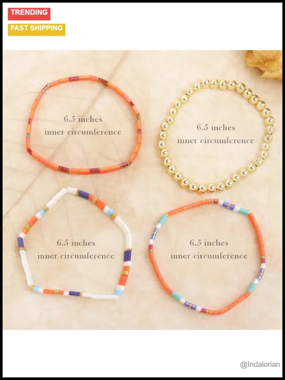 Handmade Glass Tila Beaded Stretch Bracelet Set Boho Stackable